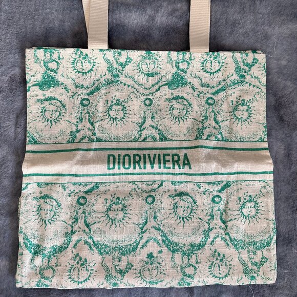 GWP Christian Dior Riviera Turquoise Linen Tote - Picture 1 of 3
